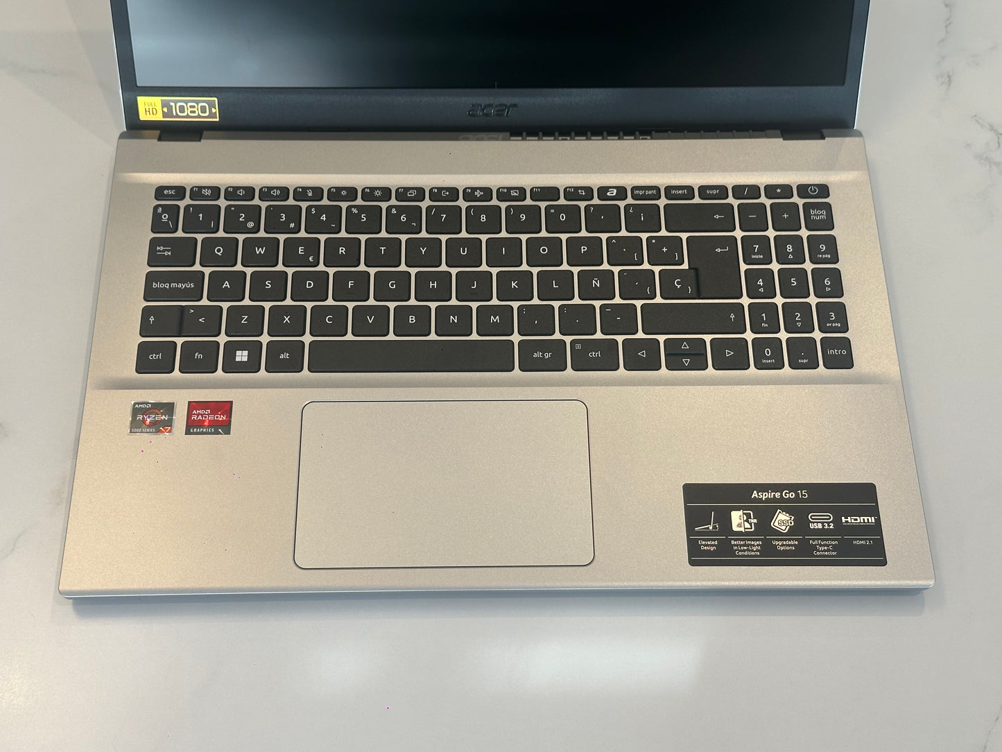 Portátil - Acer Aspire Go 15 AG15-42P-R1D0, 15.6" Full-HD, AMD Ryzen™ 7 5825U