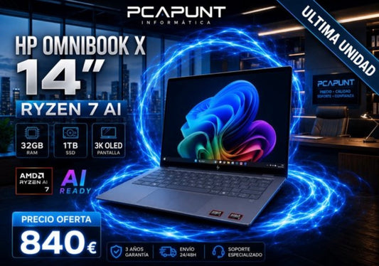 PORTATIL HP OMNIBOOK X 14 RYZEN 7 AI 32GB 1TB
