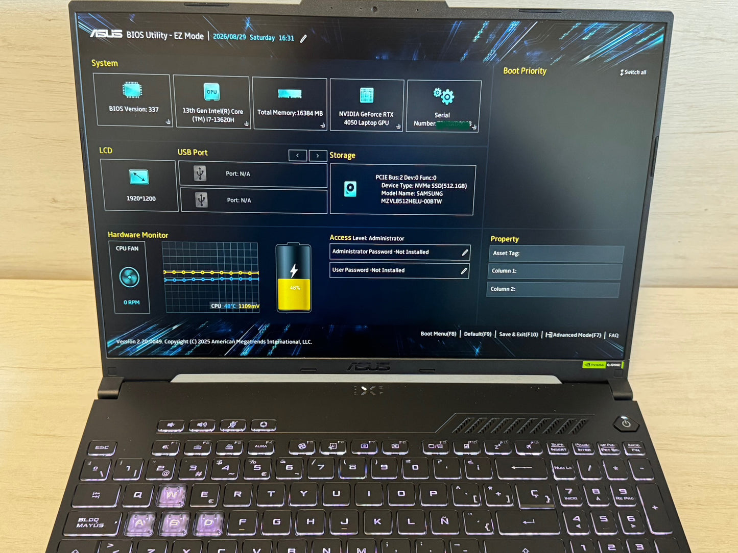 ASUS TUF GAMING I7 13gen 16GB 4050