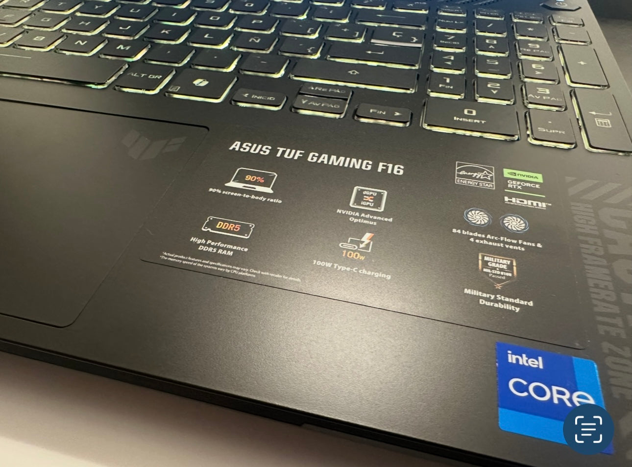 PORTATIL ASUS TUF GAMING I7 13Gen 16GB RTX4050